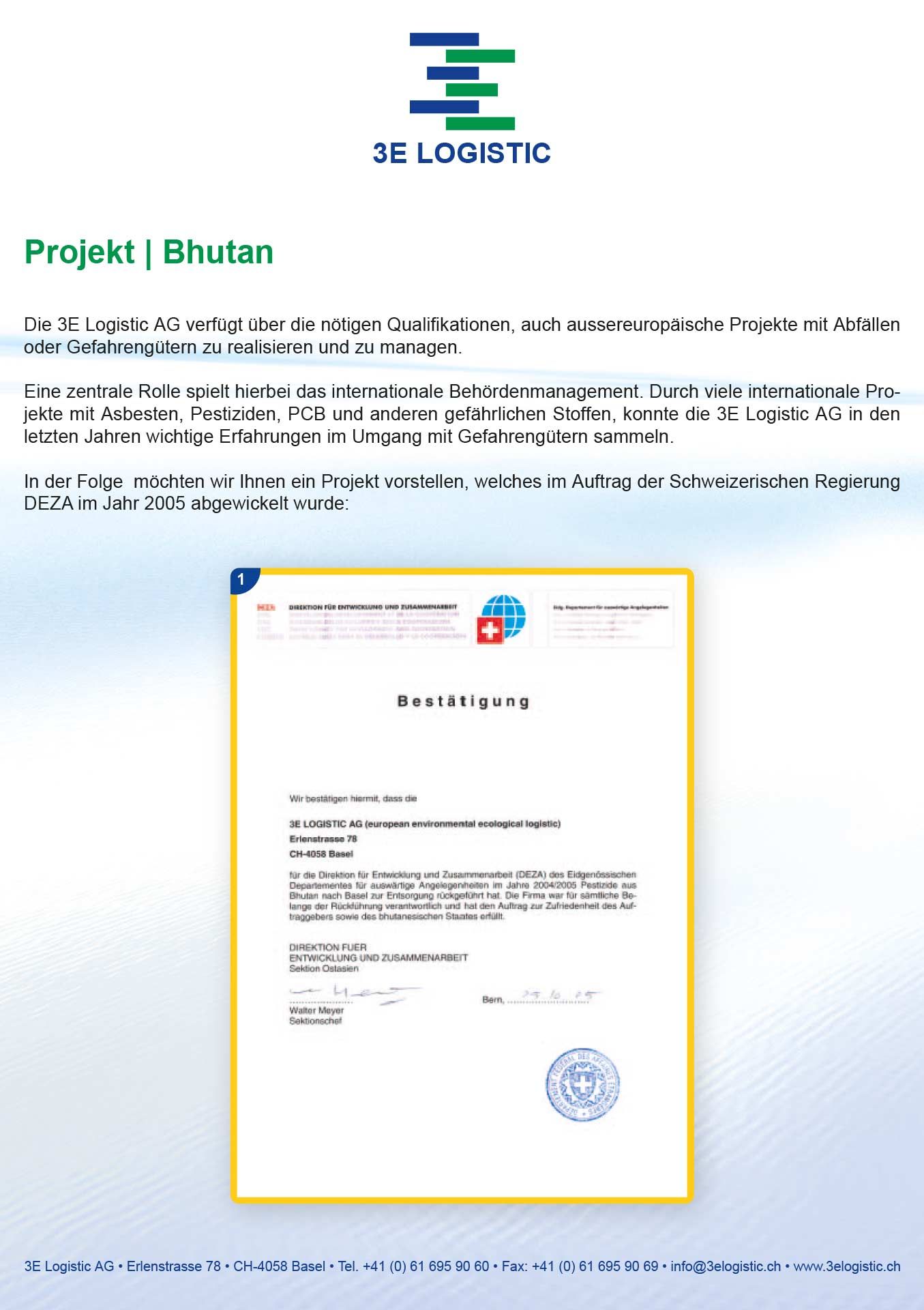 Projekt | Bhutan | 3E Logistic
